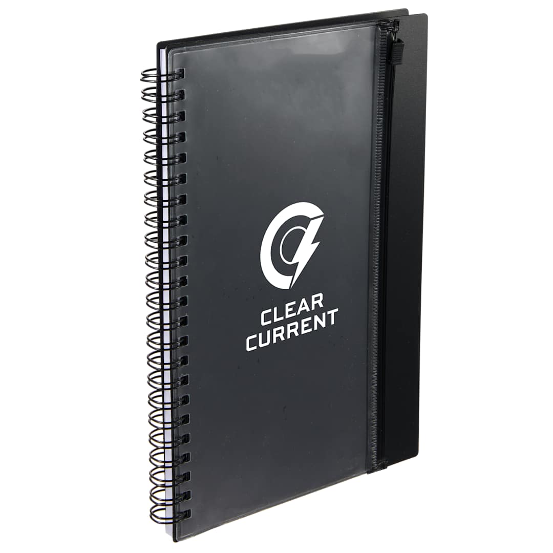 5.5&quot; x 8.5&quot; Spiral Notebook with Clear Pocket - SM-5318 Black