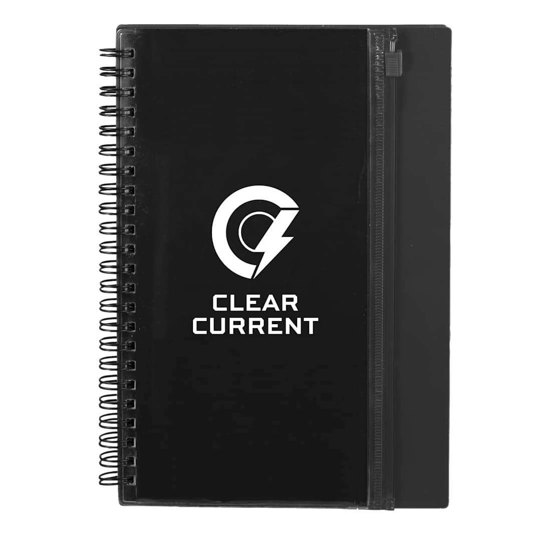 5.5&quot; x 8.5&quot; Spiral Notebook with Clear Pocket - SM-5318 Black
