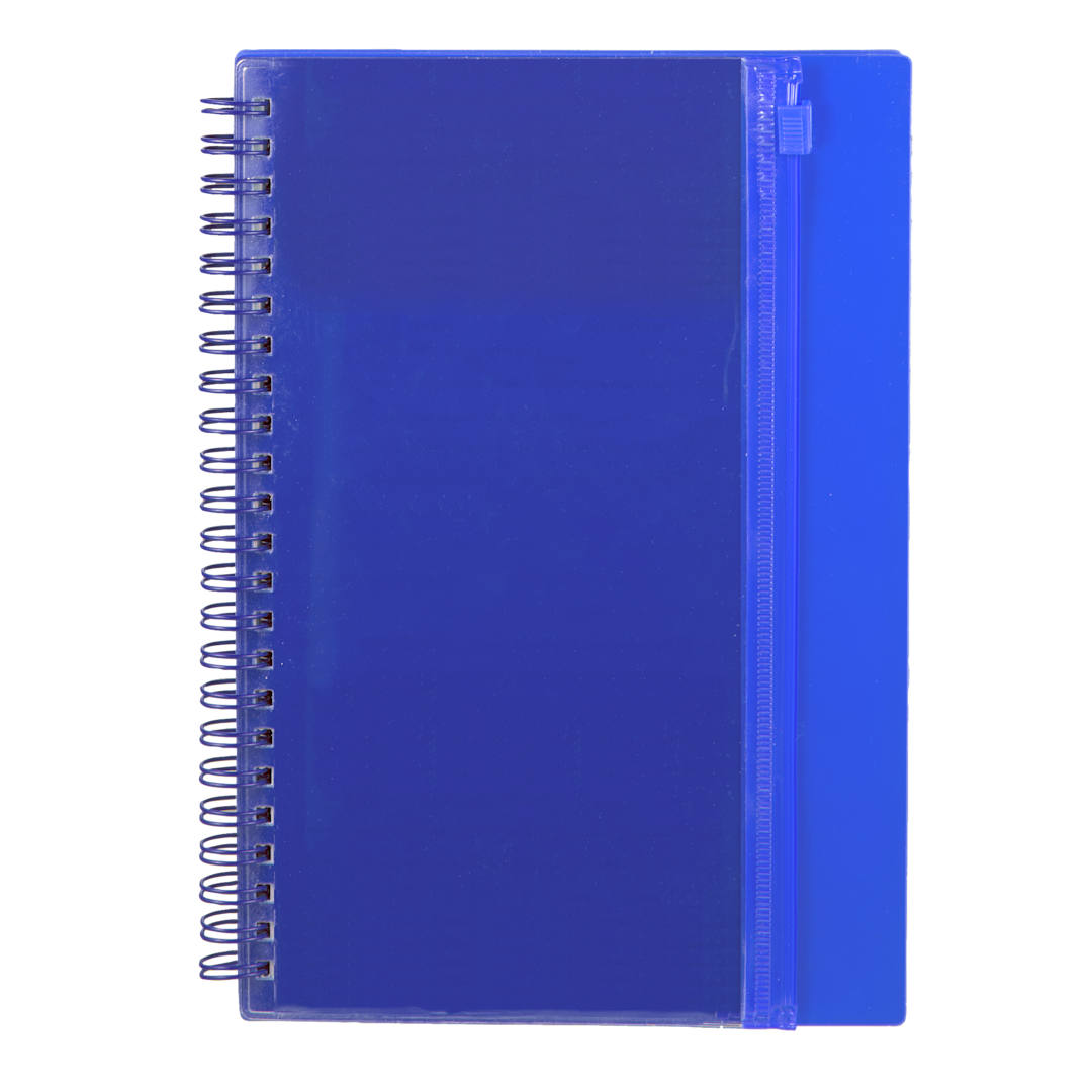 5.5&quot; x 8.5&quot; Spiral Notebook with Clear Pocket - SM-5318 Blue