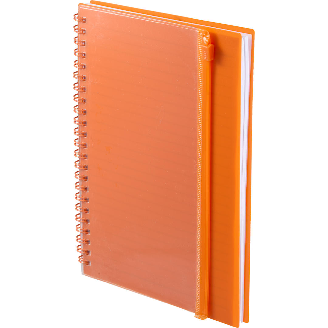 5.5&quot; x 8.5&quot; Spiral Notebook with Clear Pocket - SM-5318 Orange