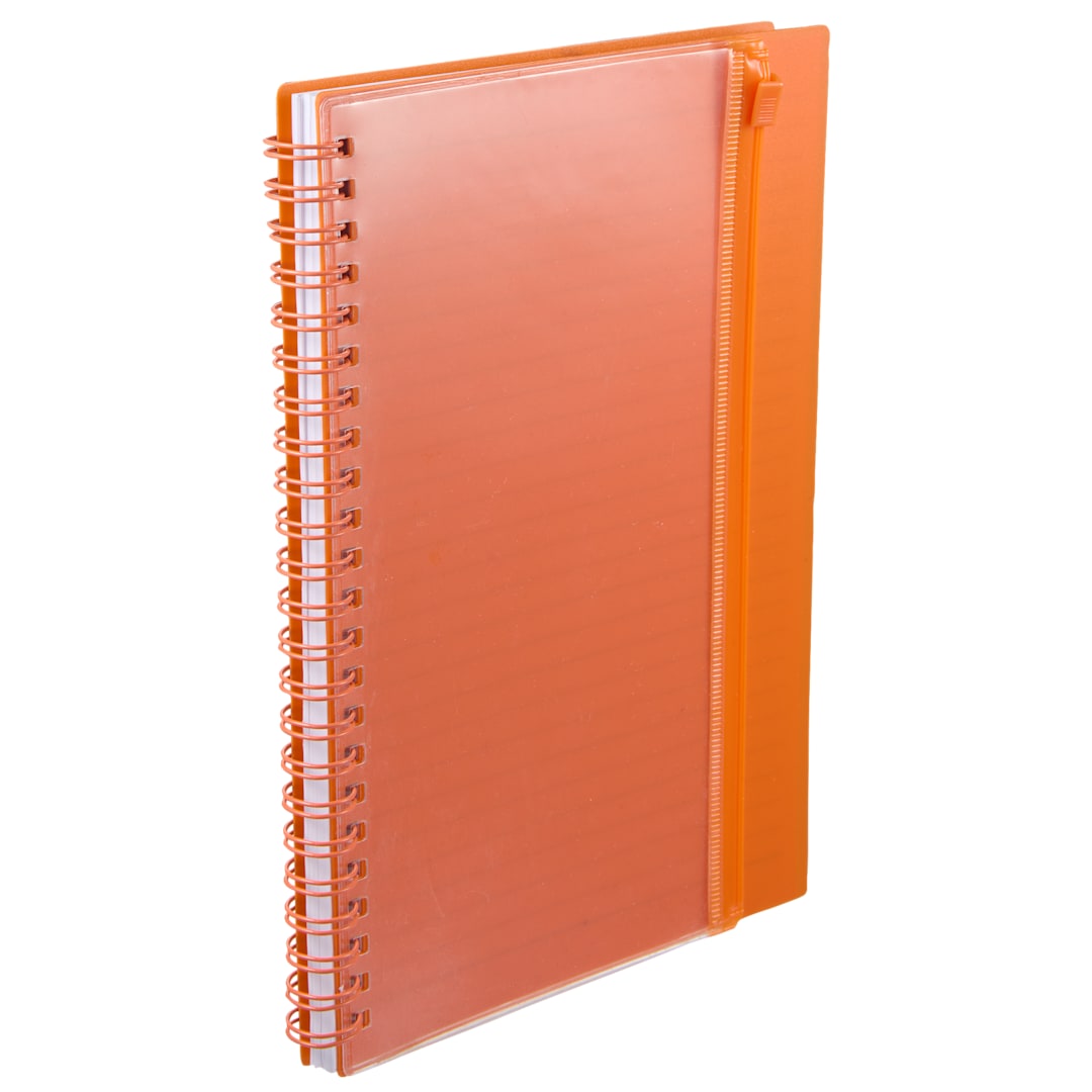 5.5&quot; x 8.5&quot; Spiral Notebook with Clear Pocket - SM-5318 Orange