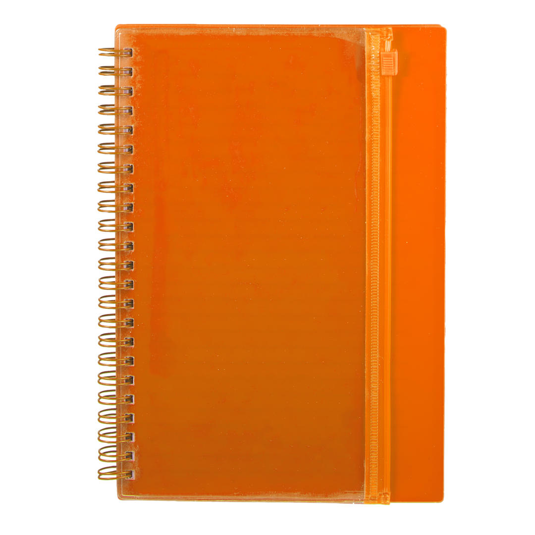 5.5&quot; x 8.5&quot; Spiral Notebook with Clear Pocket - SM-5318 Orange