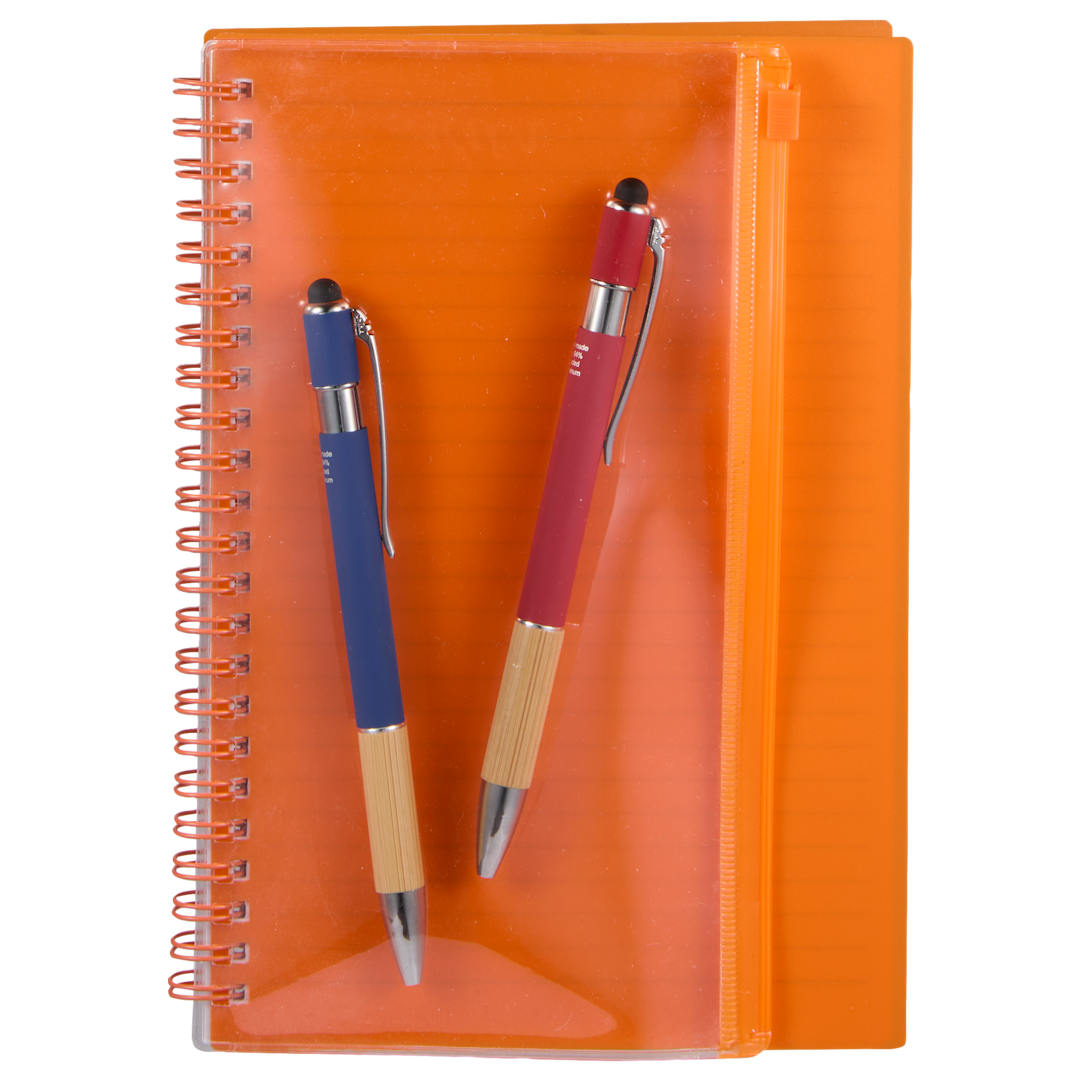 5.5&quot; x 8.5&quot; Spiral Notebook with Clear Pocket - SM-5318 Orange