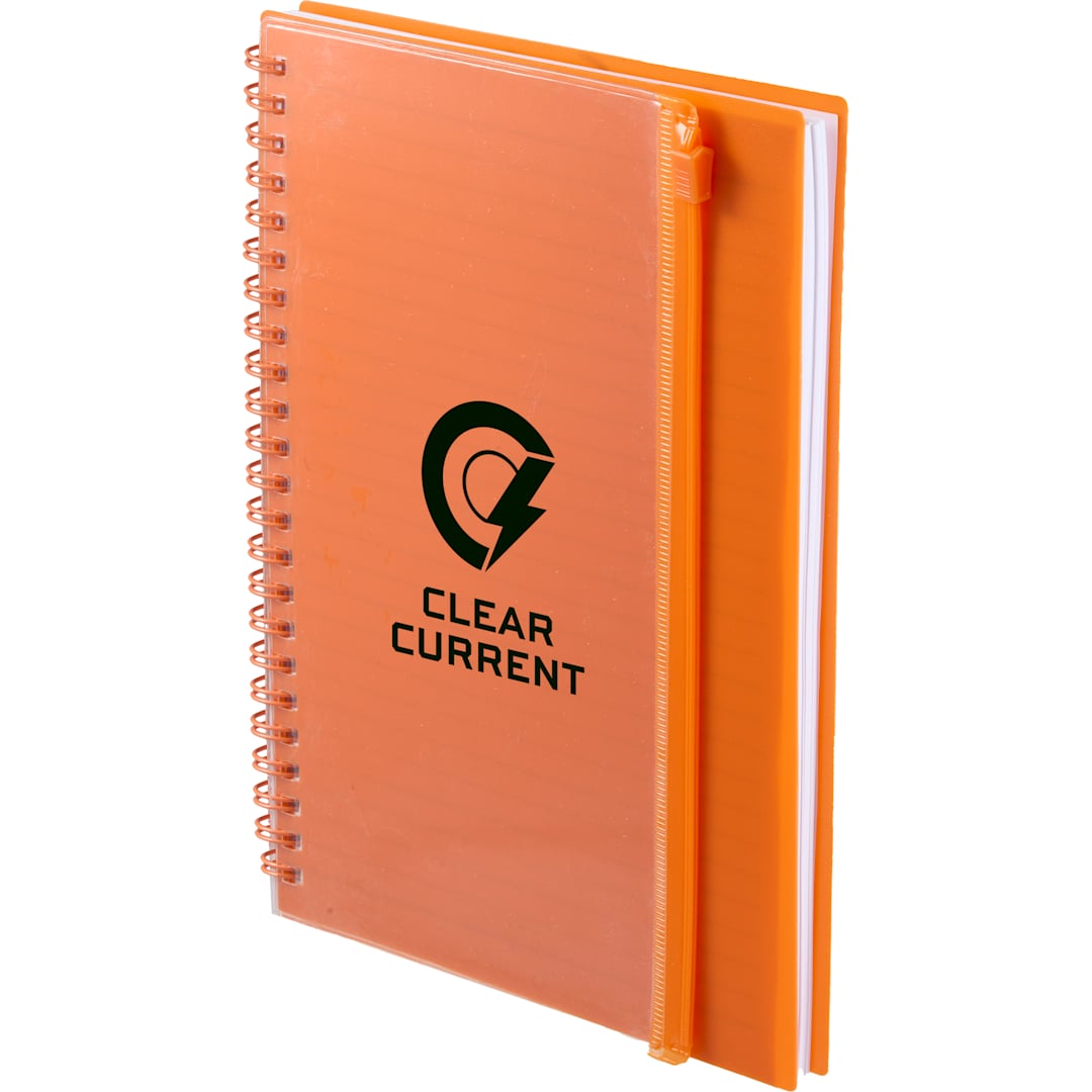 5.5&quot; x 8.5&quot; Spiral Notebook with Clear Pocket - SM-5318 Orange