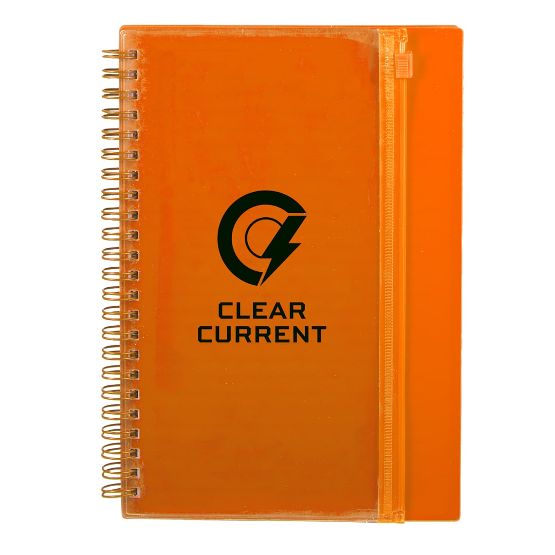 5.5&quot; x 8.5&quot; Spiral Notebook with Clear Pocket - SM-5318 Orange