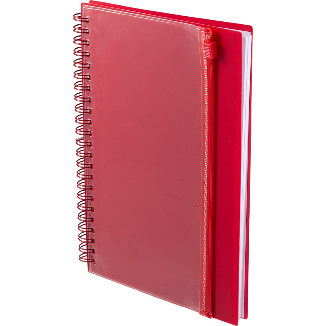 5.5&quot; x 8.5&quot; Spiral Notebook with Clear Pocket - SM-5318 Red