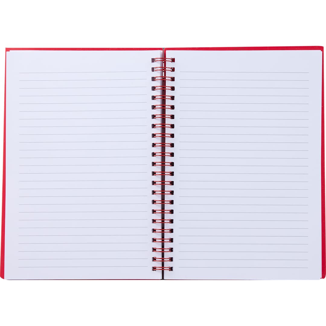 5.5&quot; x 8.5&quot; Spiral Notebook with Clear Pocket - SM-5318 Red