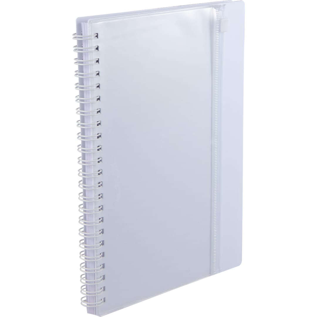 5.5&quot; x 8.5&quot; Spiral Notebook with Clear Pocket - SM-5318 White