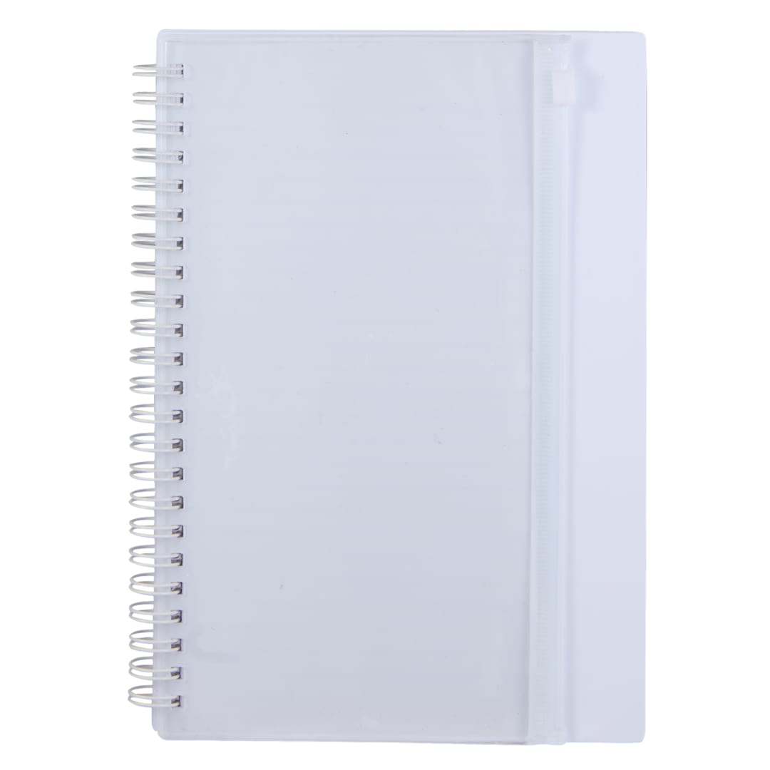 5.5&quot; x 8.5&quot; Spiral Notebook with Clear Pocket - SM-5318 White