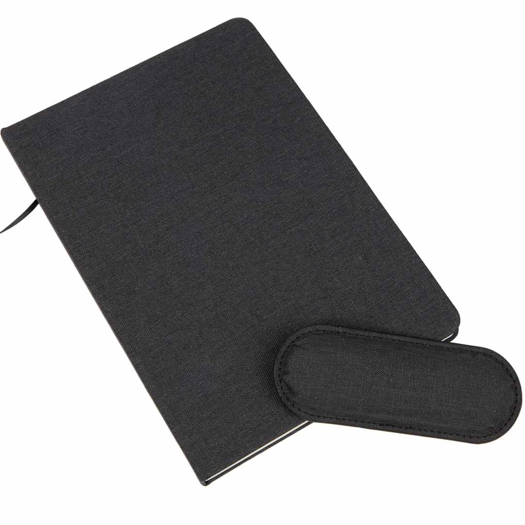Bullet 5.5" x 8.5" FSC® Recycled Mouse Pad Bound Notebook - SM-5320 Black