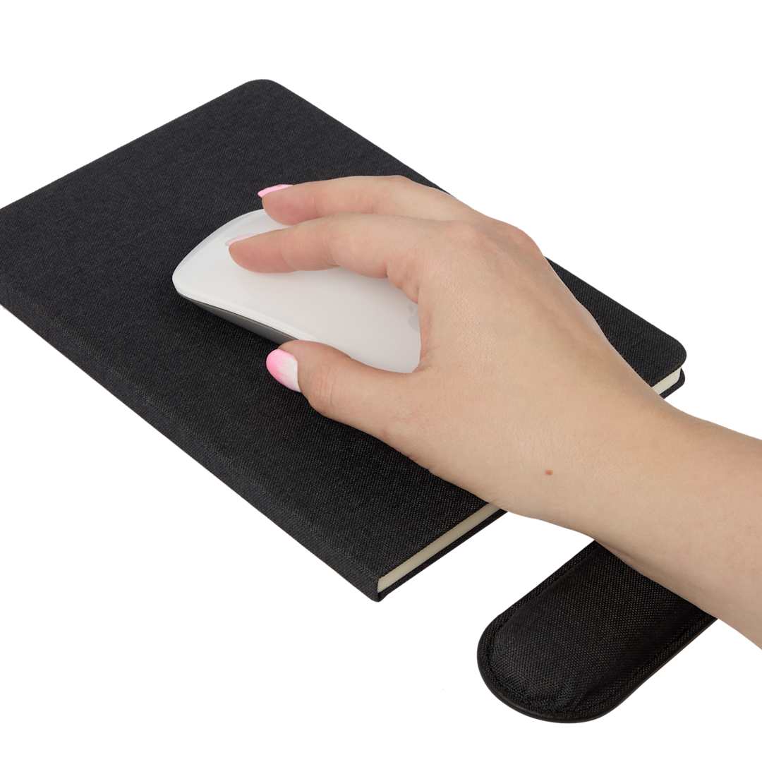 Bullet 5.5" x 8.5" FSC® Recycled Mouse Pad Bound Notebook - SM-5320 Black