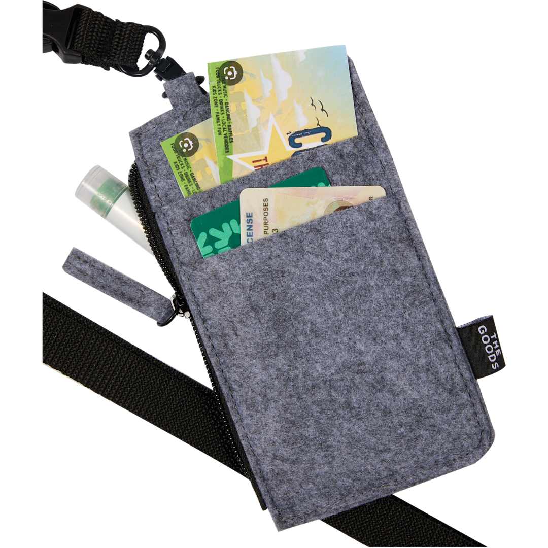 The Goods THE GOODS™ Recycled Felt Lanyard Wallet - SM-5782 Gray