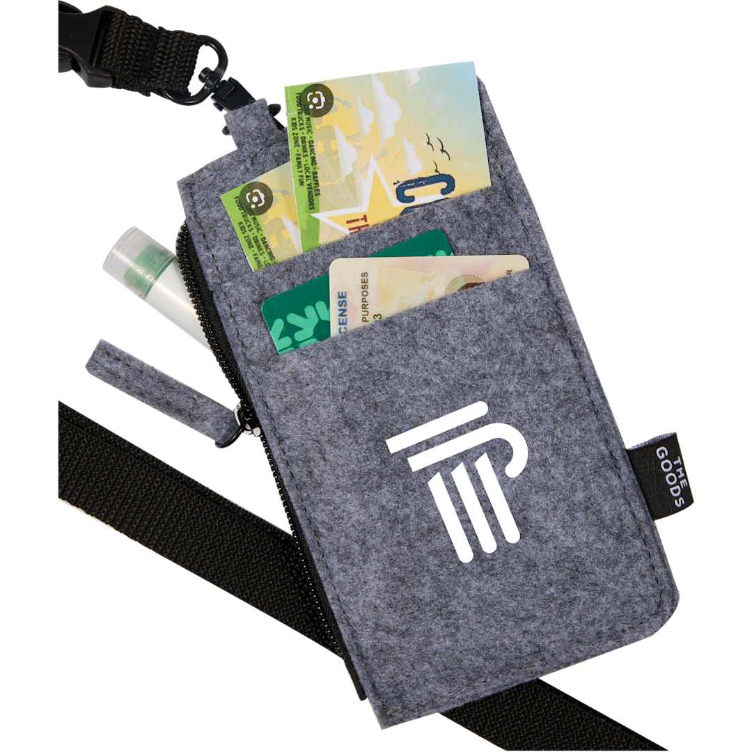 The Goods THE GOODS™ Recycled Felt Lanyard Wallet - SM-5782 Gray
