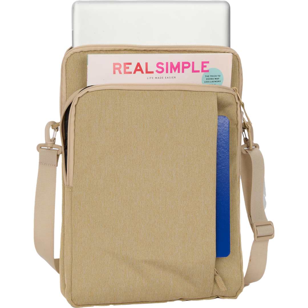 Vertical Recycled Messenger Bag - SM-8205 Tan