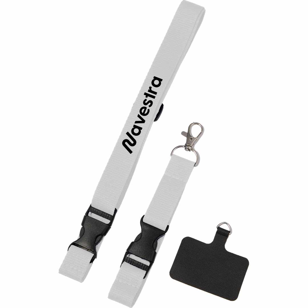 Adjustable Recycled Phone Lanyard - SM-2468 White