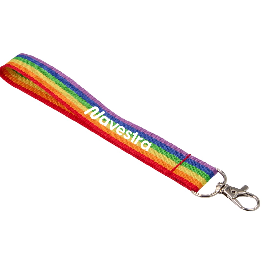 Recycled Rainbow Wrist Lanyard - SM-2470 Pink
