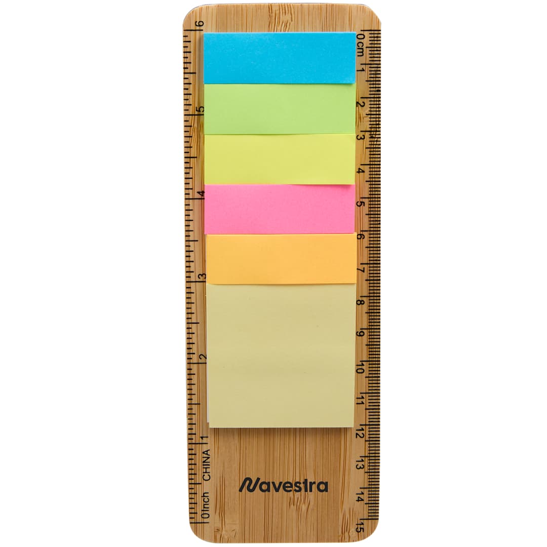 FSC&#174; 100% Bamboo Ruler with Sticky Notes - SM-9591 Natural