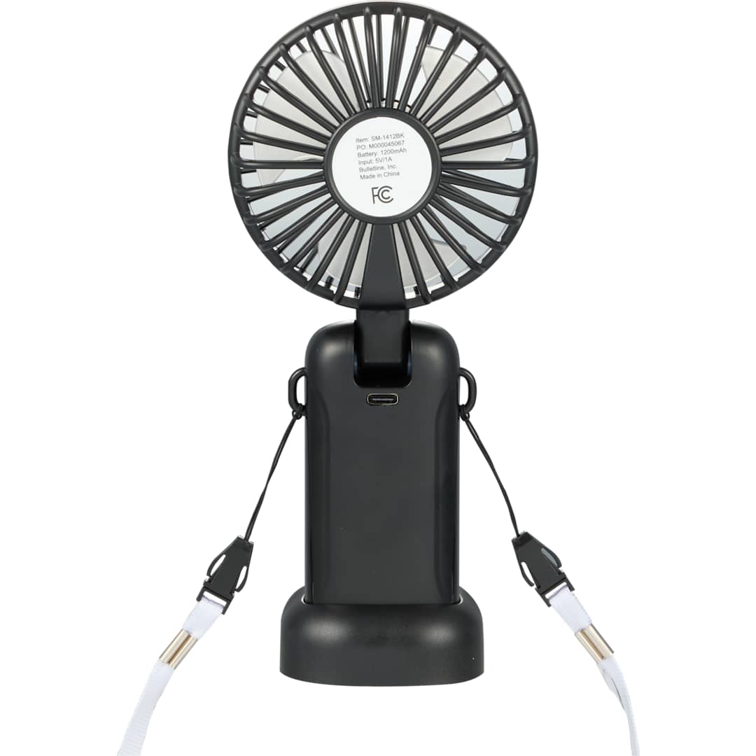 Rechargeable 100% RABS Personal LED Fan - SM-1412 Black