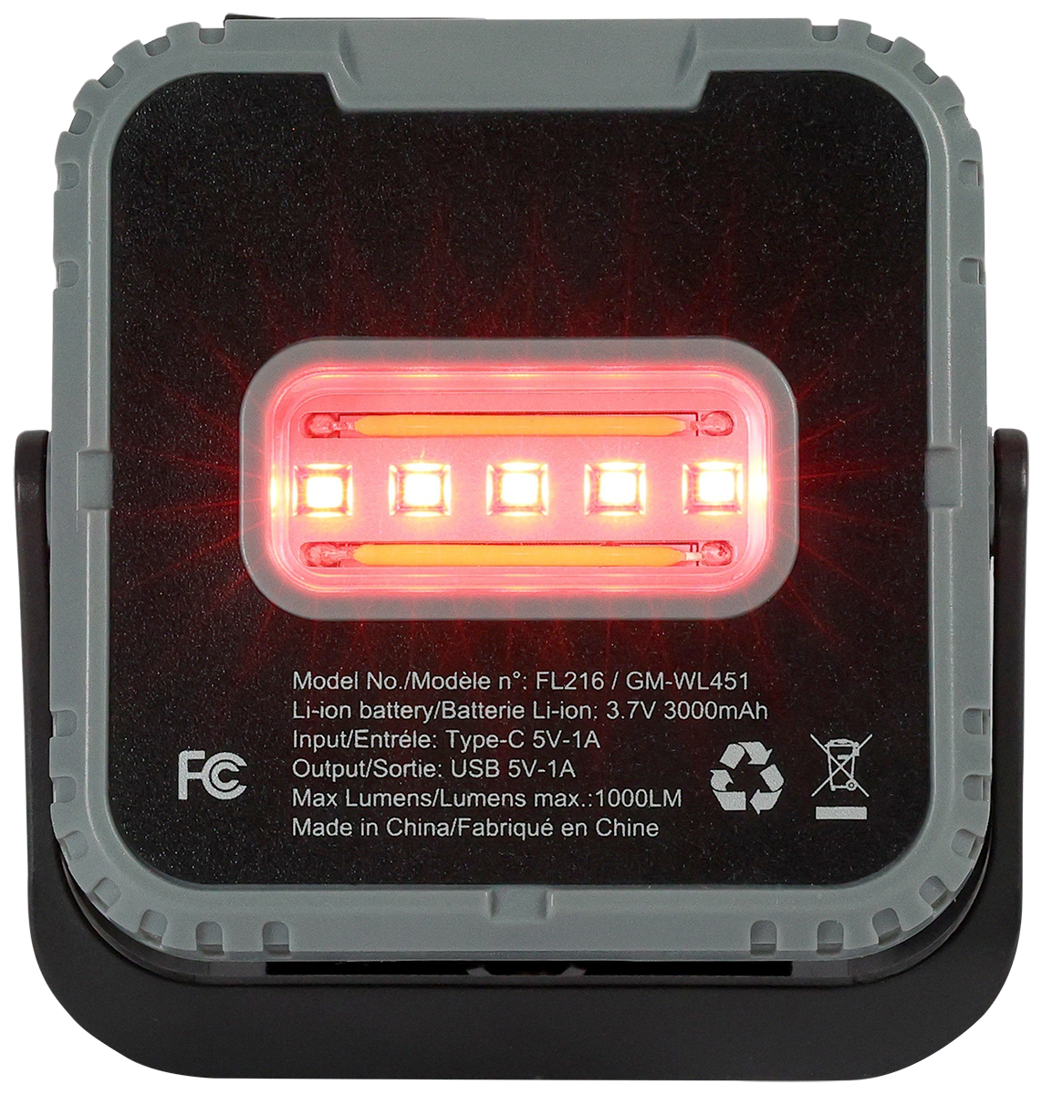 10W COB & LED RECHARGEABLE WORKLIGHT - FL216 red