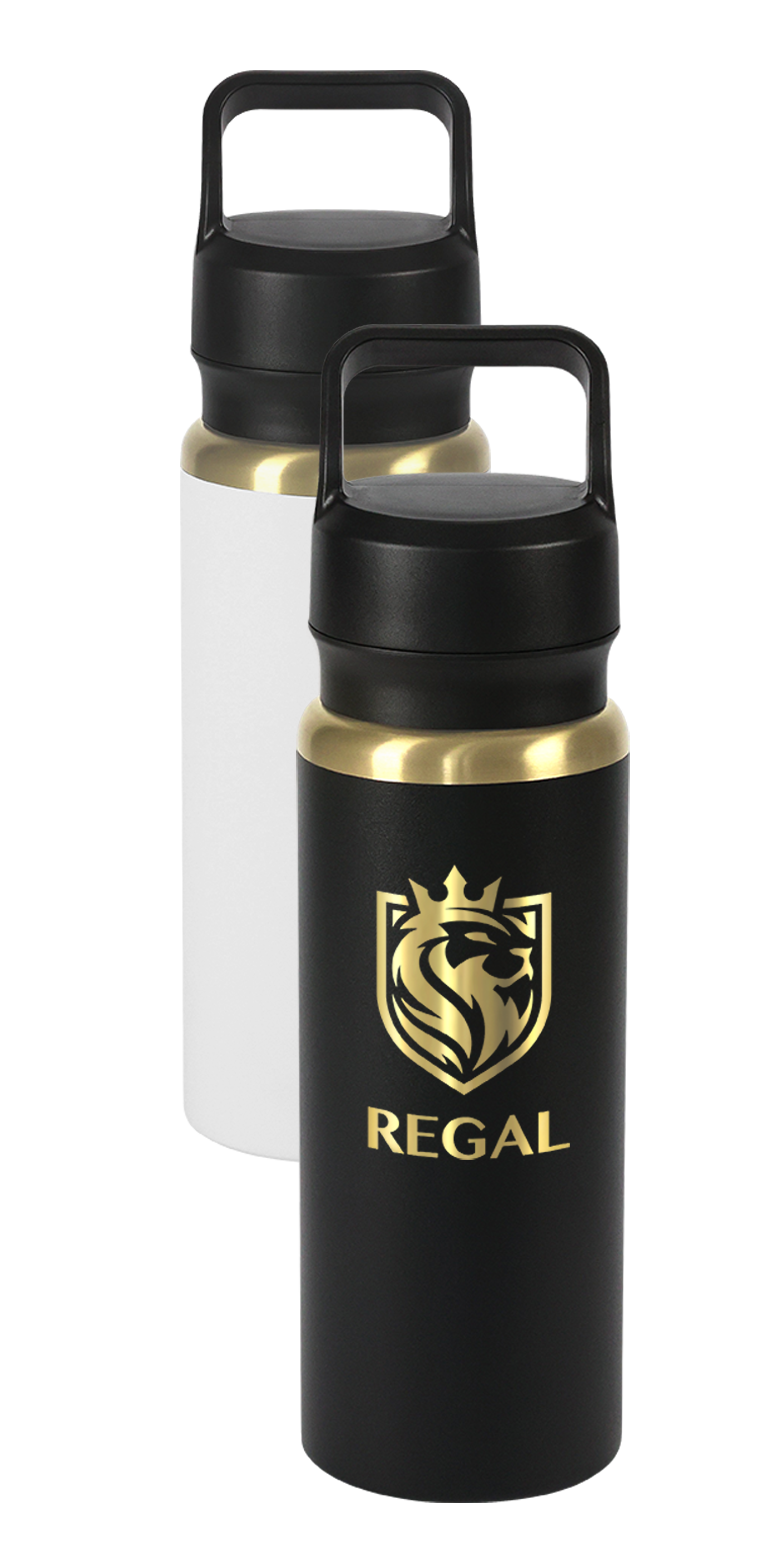 Urban Peak 28oz Urban Peak® Dual Top Gold Water Bottle - SL188GP White