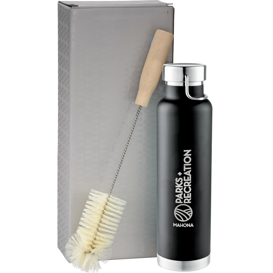 Thor Copper Vacuum Bottle with Brush 22oz - 1626-21 Black
