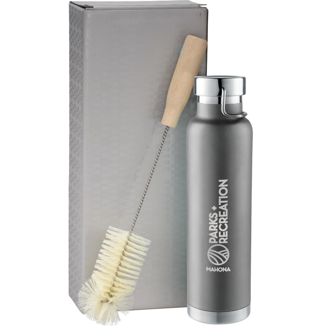 Thor Copper Vacuum Bottle with Brush 22oz - 1626-21 Gray