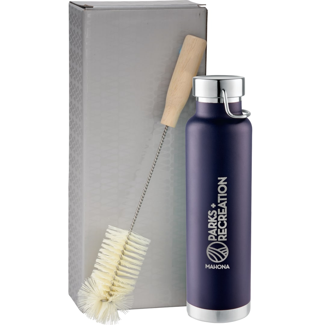 Thor Copper Vacuum Bottle with Brush 22oz - 1626-21 Blue