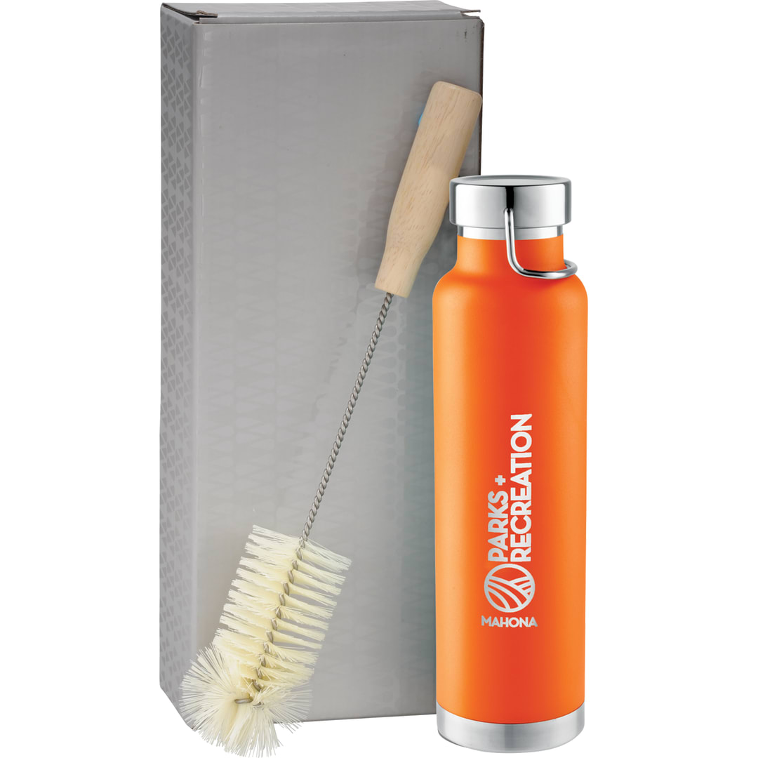 Thor Copper Vacuum Bottle with Brush 22oz - 1626-21 Orange