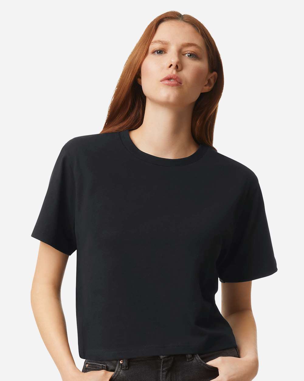 American Apparel Women's Fine Jersey Mid-Length Boxy Tee - 102 - 102A Black