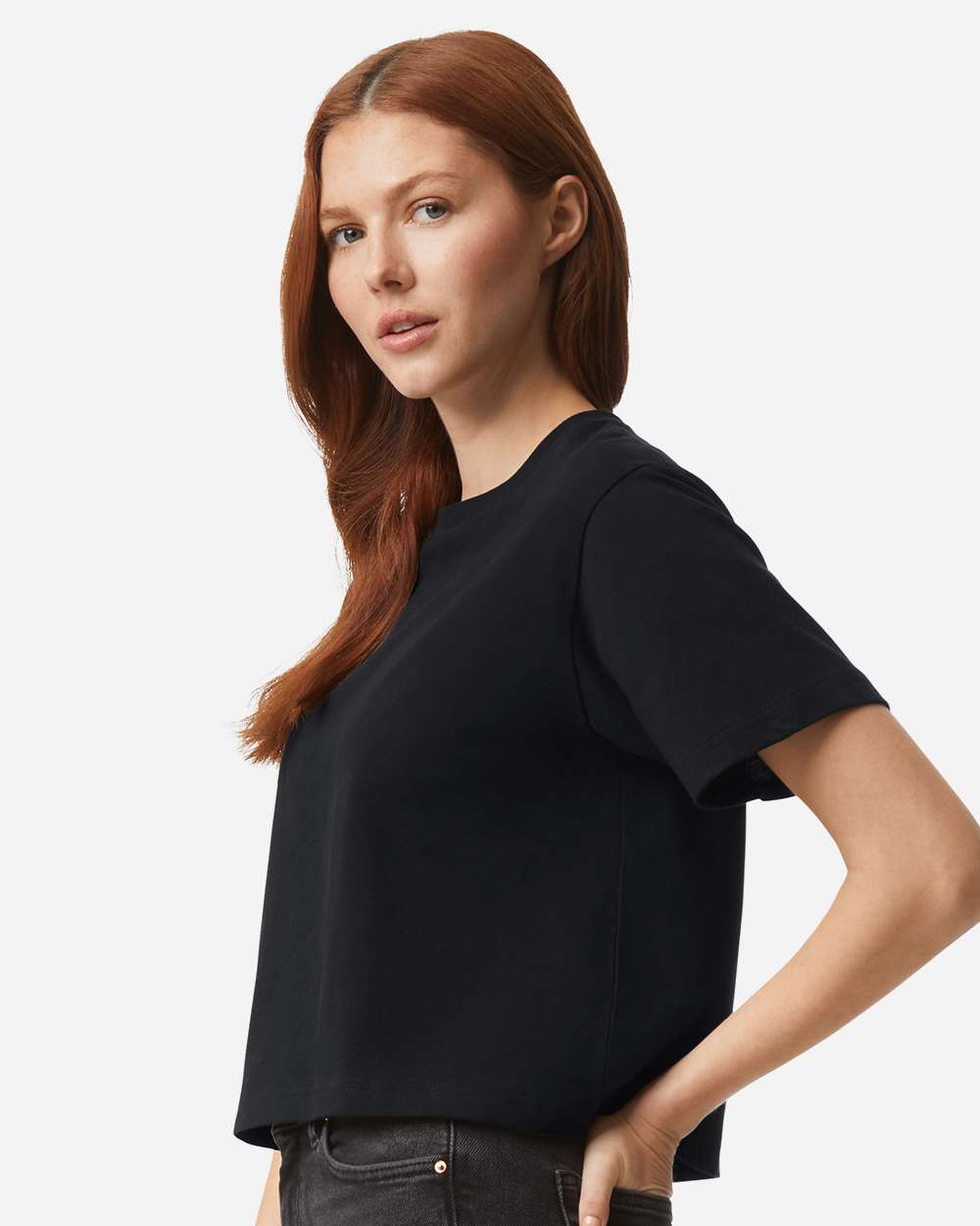 American Apparel Women's Fine Jersey Mid-Length Boxy Tee - 102 - 102A Black