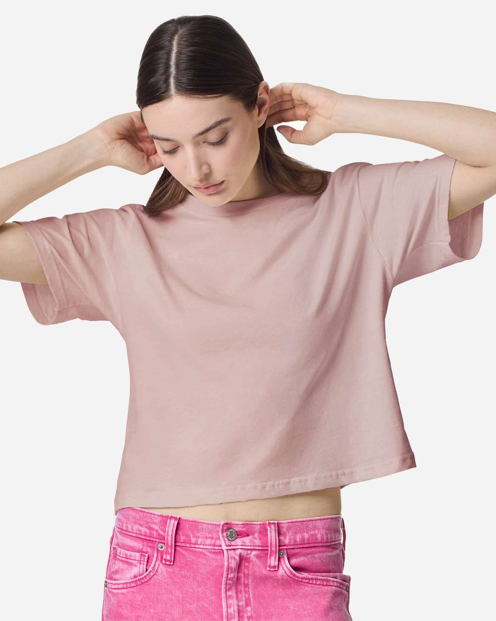 American Apparel Women's Fine Jersey Mid-Length Boxy Tee - 102 - 102A Blush