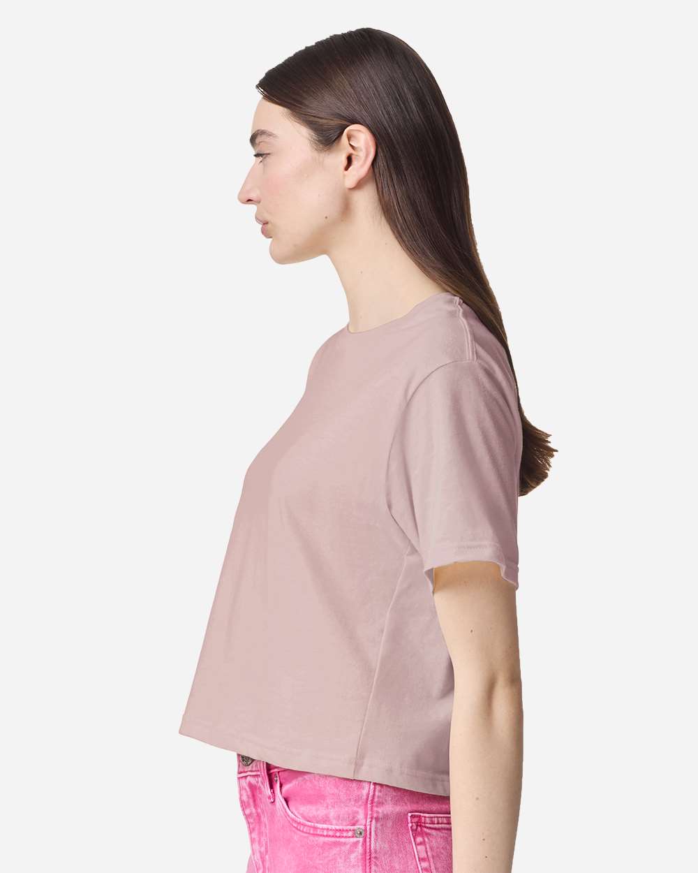 American Apparel Women's Fine Jersey Mid-Length Boxy Tee - 102 - 102A Blush