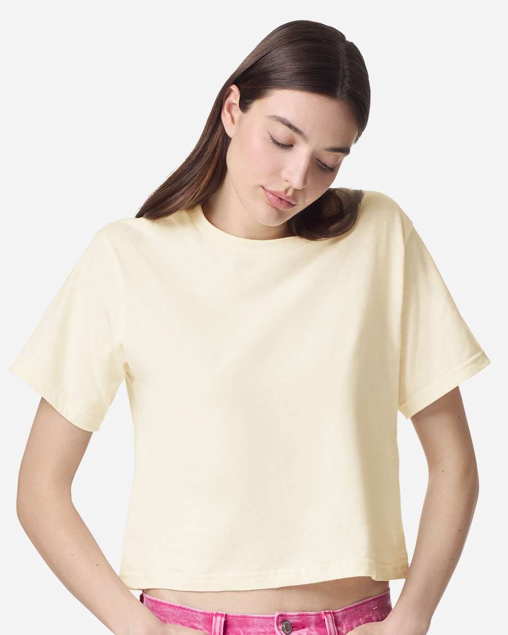 American Apparel Women's Fine Jersey Mid-Length Boxy Tee - 102 - 102A Creme