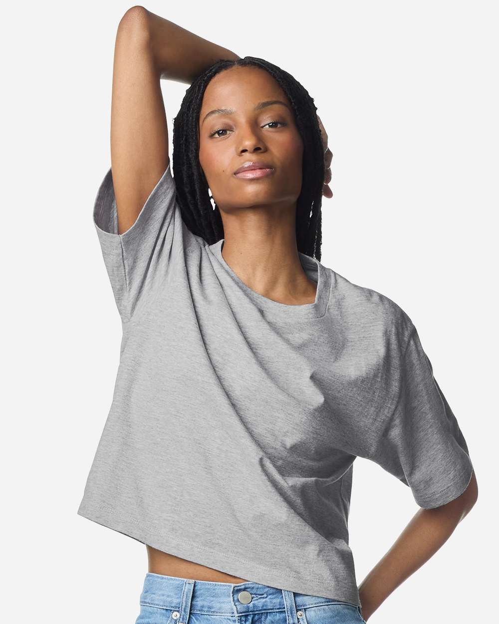 American Apparel Women's Fine Jersey Mid-Length Boxy Tee - 102 - 102A Heather Grey