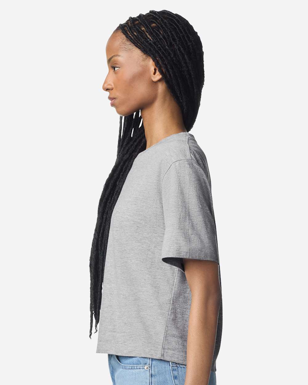 American Apparel Women's Fine Jersey Mid-Length Boxy Tee - 102 - 102A Heather Grey