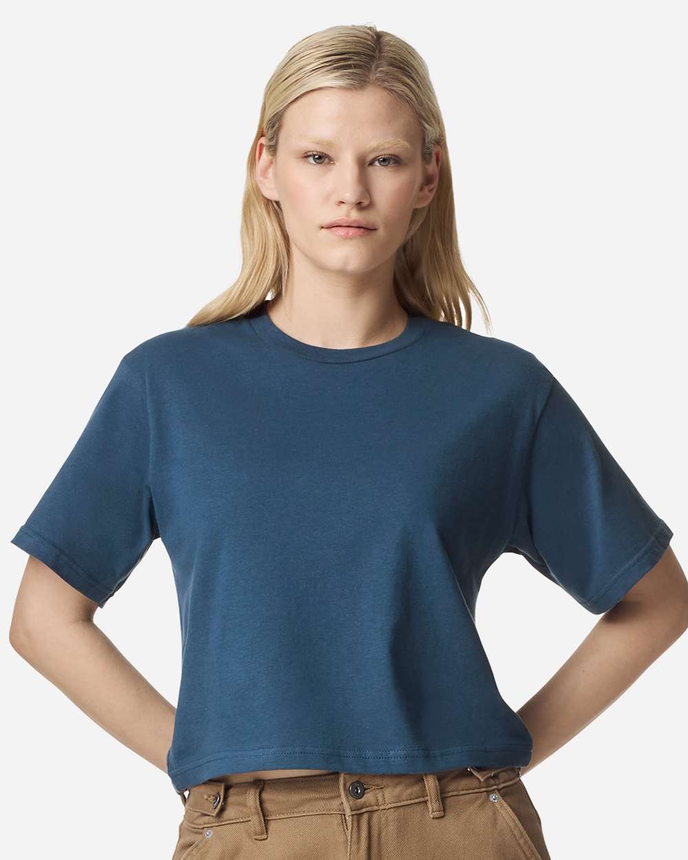 American Apparel Women's Fine Jersey Mid-Length Boxy Tee - 102 - 102A Sea Blue