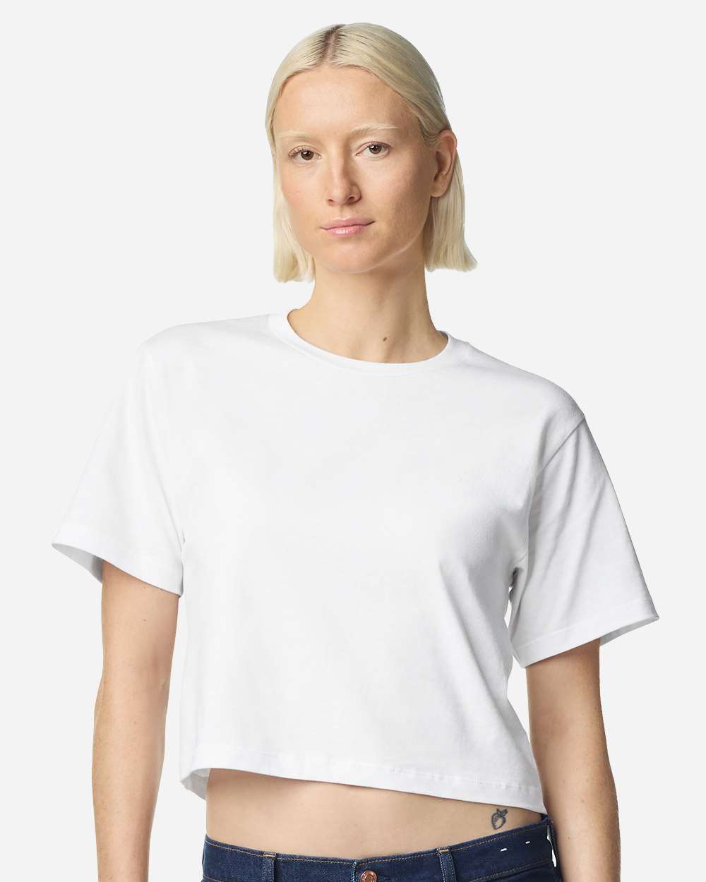 American Apparel Women's Fine Jersey Mid-Length Boxy Tee - 102 - 102A White