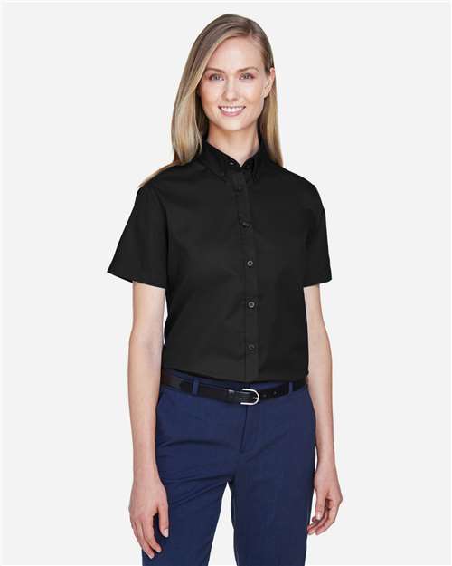 Core365 Women's Optimum Short Sleeve Twill Shirt - 78194 Black
