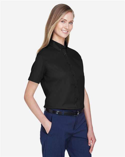 Core365 Women's Optimum Short Sleeve Twill Shirt - 78194 Black