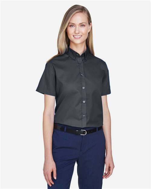 Core365 Women's Optimum Short Sleeve Twill Shirt - 78194 Carbon