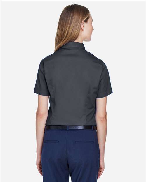 Core365 Women's Optimum Short Sleeve Twill Shirt - 78194 Carbon