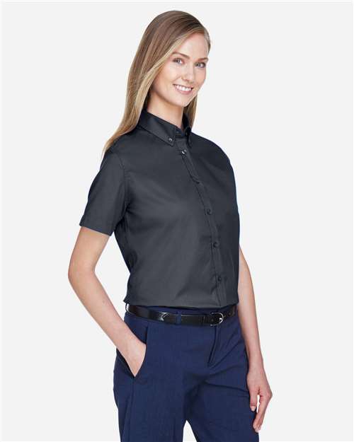 Core365 Women's Optimum Short Sleeve Twill Shirt - 78194 Carbon