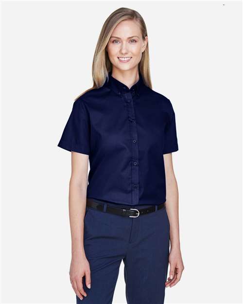 Core365 Women's Optimum Short Sleeve Twill Shirt - 78194 Classic Navy