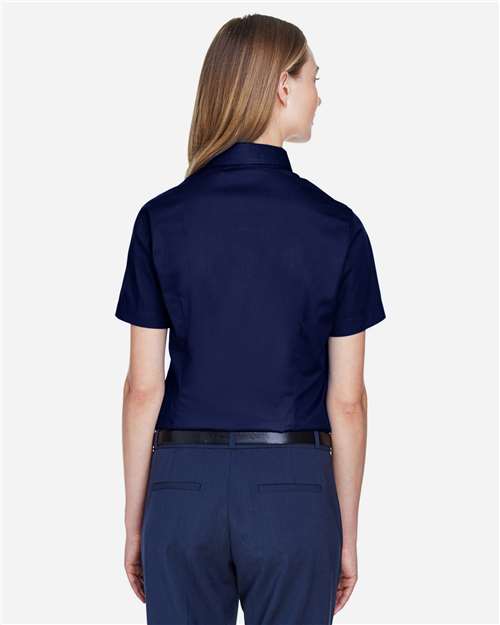 Core365 Women's Optimum Short Sleeve Twill Shirt - 78194 Classic Navy
