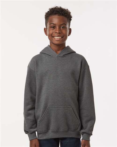 M&O Youth Fleece Pullover Hoodie - 3322 - 3322M Heather Charcoal