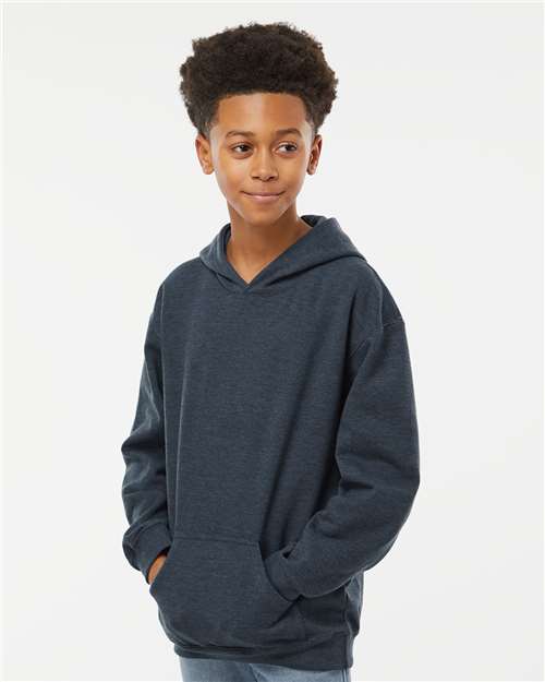 M&O Youth Fleece Pullover Hoodie - 3322 - 3322M Heather Navy