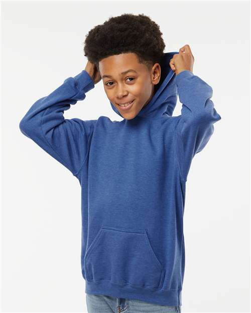 M&O Youth Fleece Pullover Hoodie - 3322 - 3322M Heather Royal