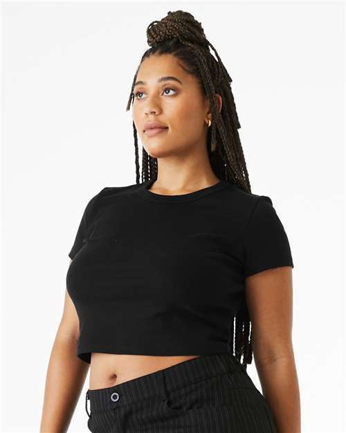 BELLA + CANVAS Women's Micro Rib Baby Tee - 1010 - 1010C Solid Black Blend