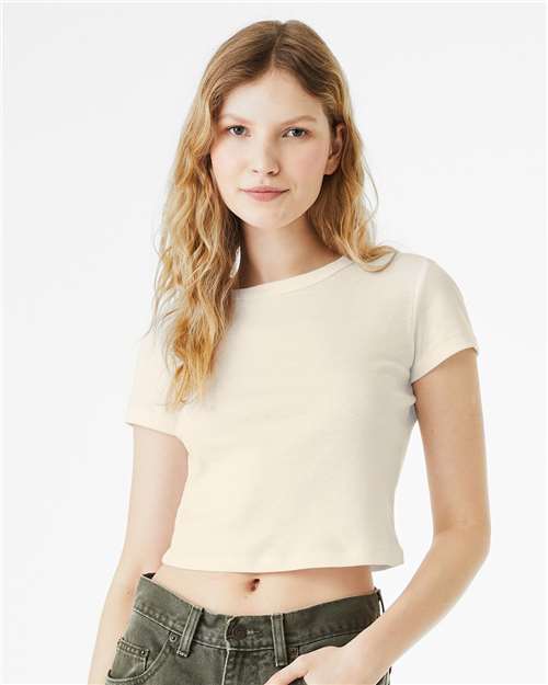 BELLA + CANVAS Women's Micro Rib Baby Tee - 1010 - 1010C Solid Natural Blend