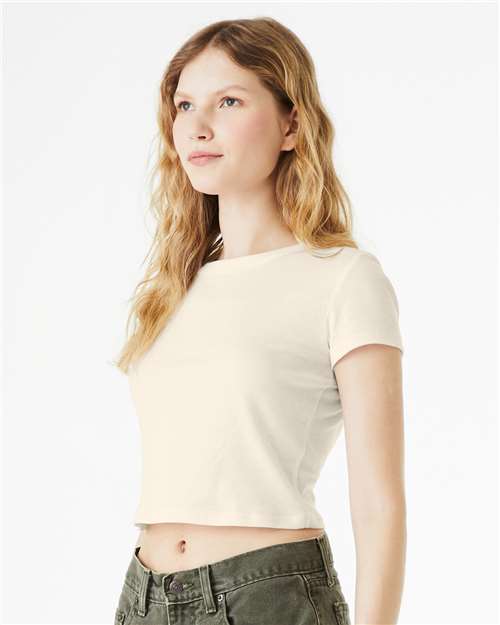 BELLA + CANVAS Women's Micro Rib Baby Tee - 1010 - 1010C Solid Natural Blend